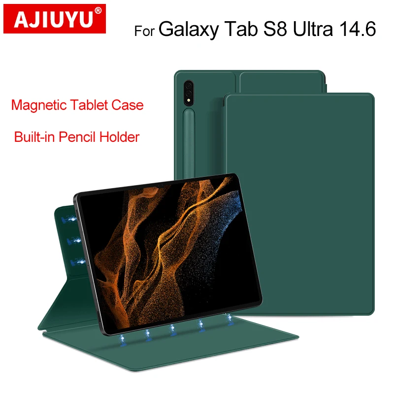 

Чехол для Samsung Galaxy Tab S8 UItra 14,6 дюйма, умный чехол-подставка из искусственной кожи для планшетного ПК, яркие магнитные адсорбционные Чехлы X906