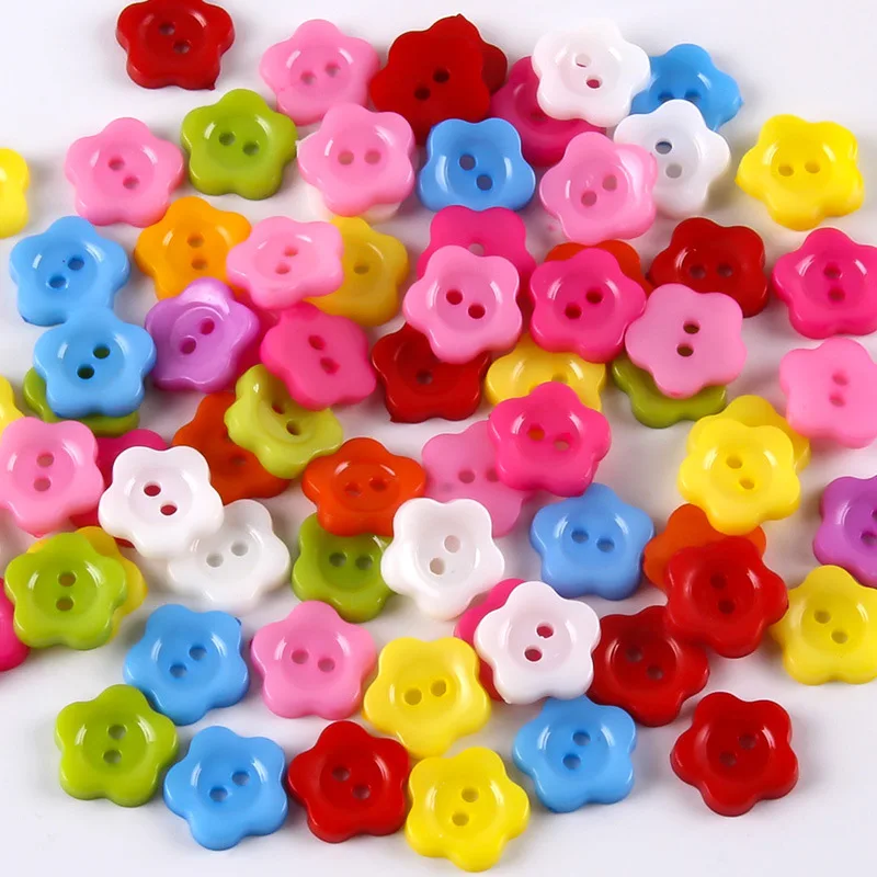 100Pcs2HolesFlowerButtonsCandyColorClothingSewingButtonsFit