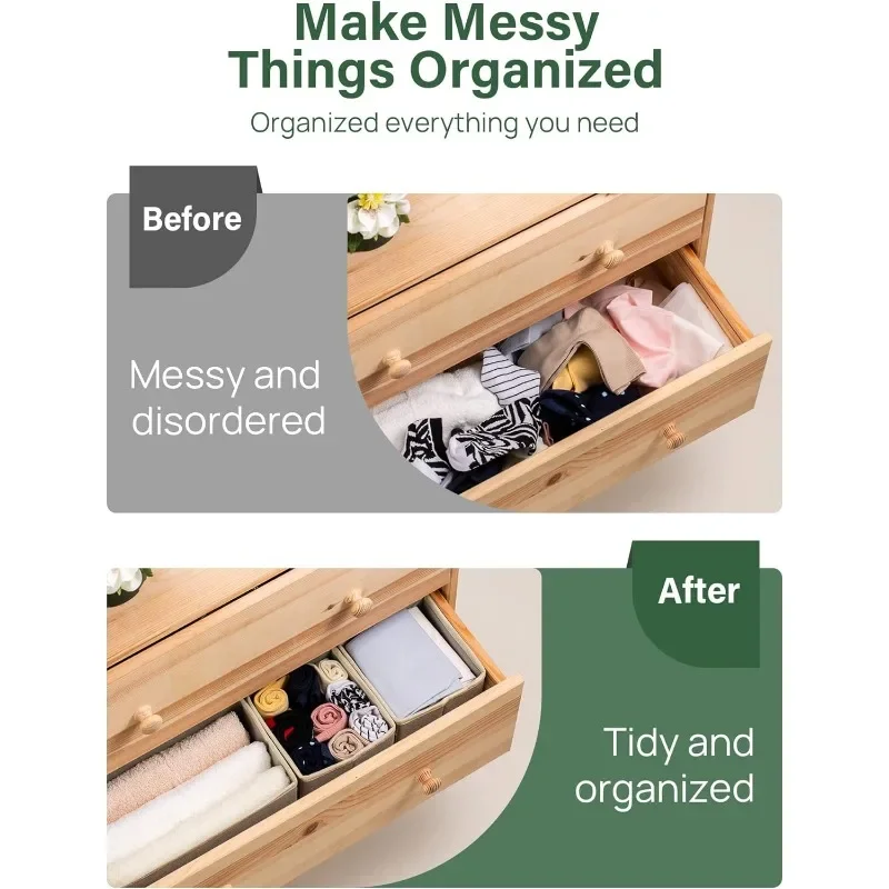16 Pack Drawer Organizer Clothes, Dresser Drawer Organizers for Clothing Fabric Foldable Closet Organizers and Storage Bins 4