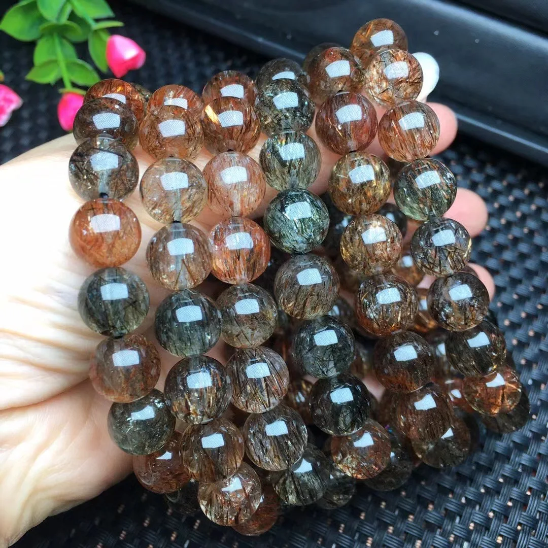 

1 Pc Fengbaowu Natural AAAAA Black Gold Super 7 Bracelet Round Bead Crystal Healing Stone Fashion Jewelry Gift For Women Men