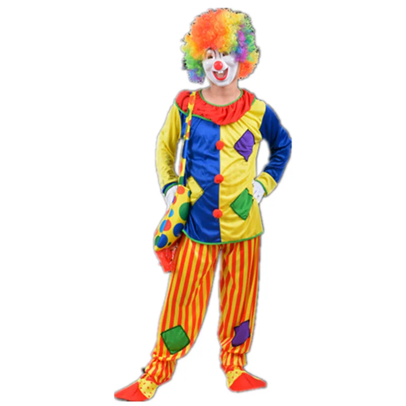 Halloween Adult Funny Circus Clown Jumpsuit Carnival Party Cosplay Men Women Costume Dress Up No Wig