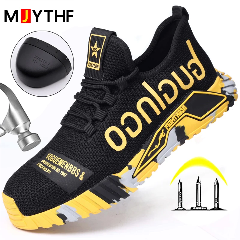 

2024 New Safety Shoes Men Anti-smash Anti Puncture Work Shoes Anti Slip Indestructible Shoes Protective Sneakers Men Boots