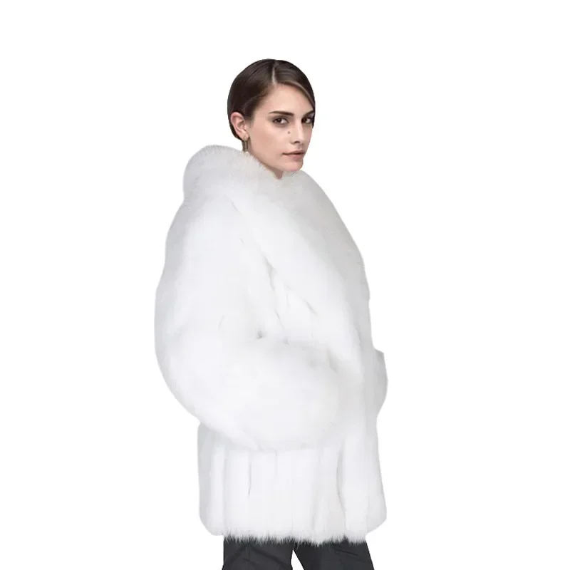 Fur Grass Coat Women's New Fox Imitation Mid Length Combination Top Fur Women's Mid Length Leather Coat