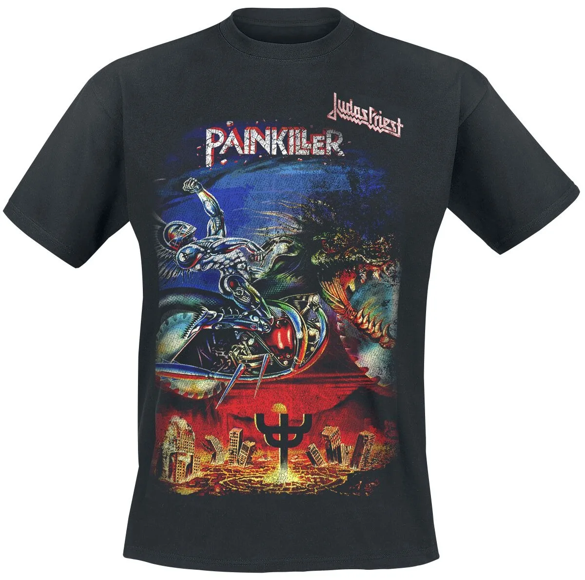 Judas Priest Retro Painkiller Grafik-T-Shirt aus 100 % Baumwolle, atmungsaktives Streetwear-T-Shirt