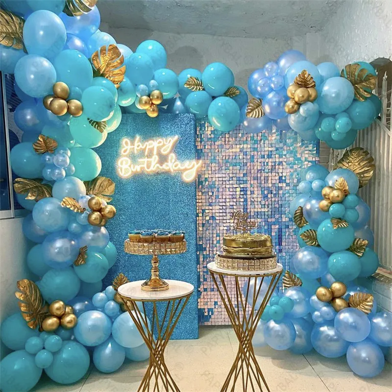 

126pcs Tiffany Blue Balloons Arch Garlandk Kit Gold Turtle Leaf For Wedding Background Decoration Birthday Party Supplies