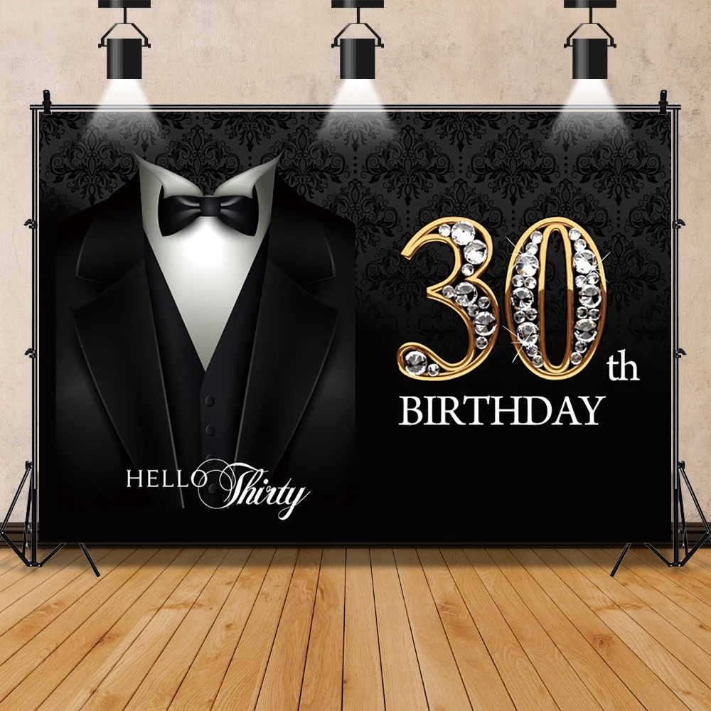 Laeacco Mr. Bar Mitzvah Men Birthday Party Decor Poster Tuxedo Glitter Diamond Photo Backdrop Photography Background,photo backdrop