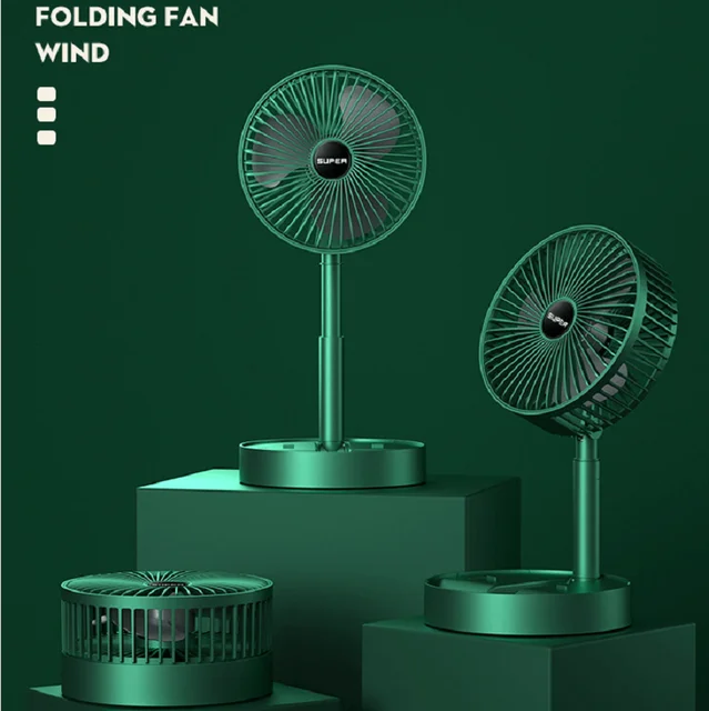 Ventilatore pieghevole portatile Mini ventilatore da supporto Altezza regolabile Ventilatore da tavolo muto Ventilatore di circolazione dell'aria Ventilatore da pavimento Regolazione a 3 velocità 2