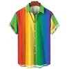 Summer Oversized Romantic Rainbow Pattern Shirt For Men Fashion Short Sleeve Digital Print Tee Shirts Top Mens Hawaiian Shirt 5