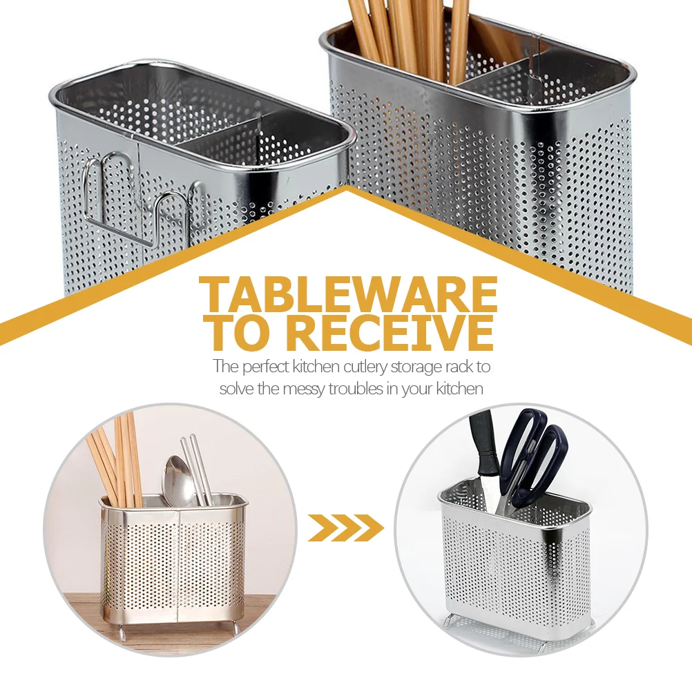 Kitchen Cutlery Organizer Cutlery Holder Spoon Desktop Chopstick Draining Spoons Stainless Steel Utensil Silverware Kitchen Tool Dishwasher Basket