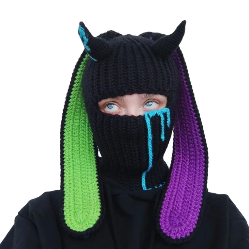 

Girls Knitted Long Ears Beanie Winter Knit Hat Ski Mask for Teenagers