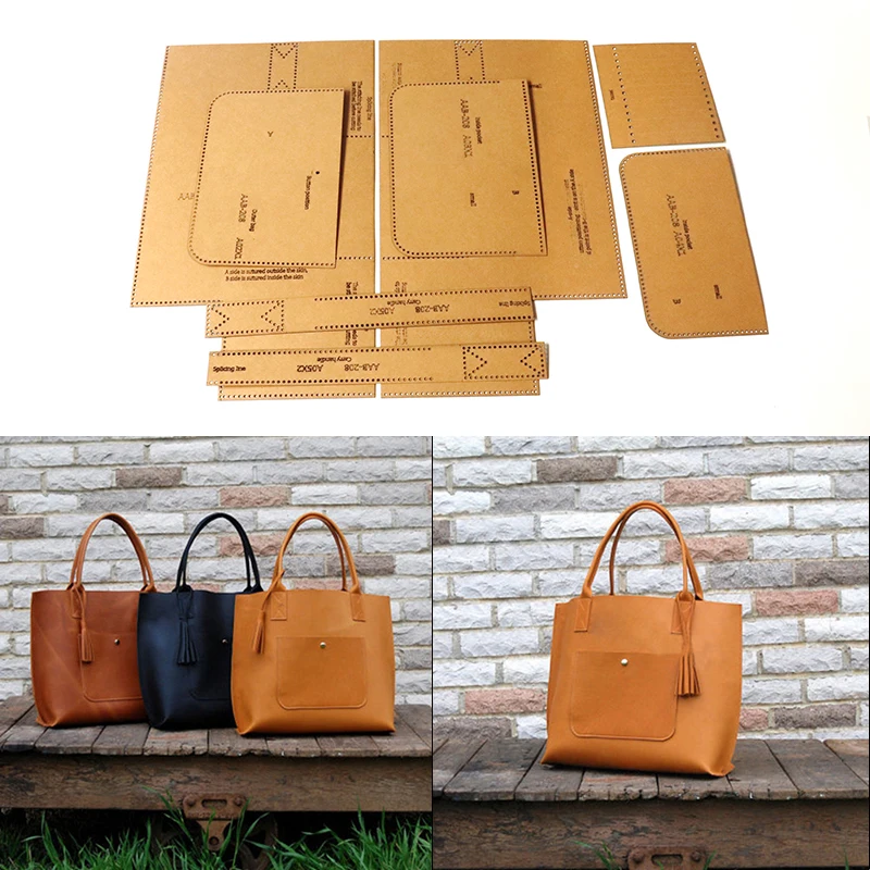 Leather Craft Template Sewing Template 1Set DIY New Fashion Shoulder Bag Tote Bag Template Leather Craft Pattern DIY Kraft Paper Stencil Sewing Pattern