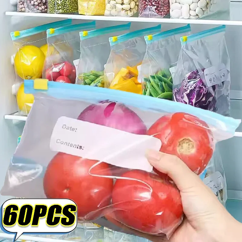 10-60PCS Reusable Food Bags Refrigerator Transparent Sealed Zip Storage Bag Kitchen Fresh Zipper Bag Plastic Sealing Containers 10-60PCS Reusable Food Bags Refrigerator Transparent Sealed Zip Storage Bag Kitchen Fresh Zipper Bag Plastic Sealing Containers