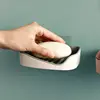 Drainage Soap Box Self-Adhesive Wall-Mounted Soap Storage Box Creative No Punching Bathroom Supplies Organizing Storage Shelf 4