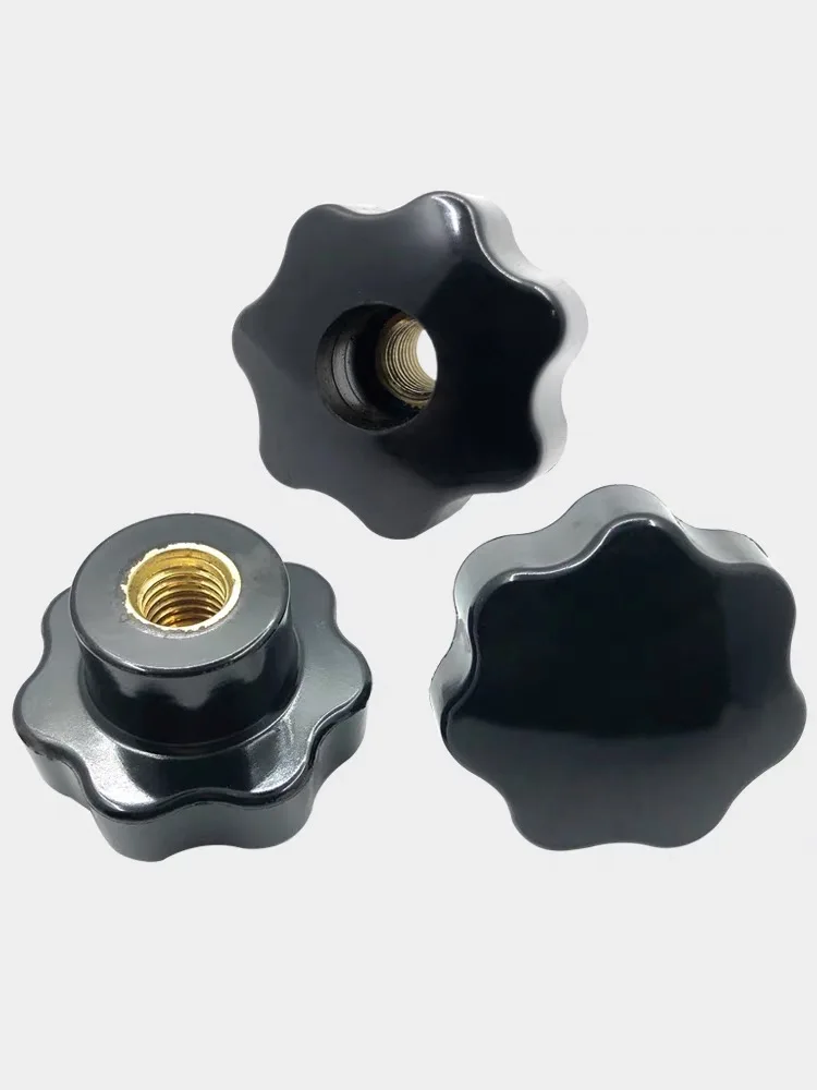 Plastic Five-Star Handle Through-hole Plum Blossom Shaped Hexagonal Handle Rubber Wood Knob Screw M4 M5 M6 M8 M10 M12 1pcs wooden handle knob