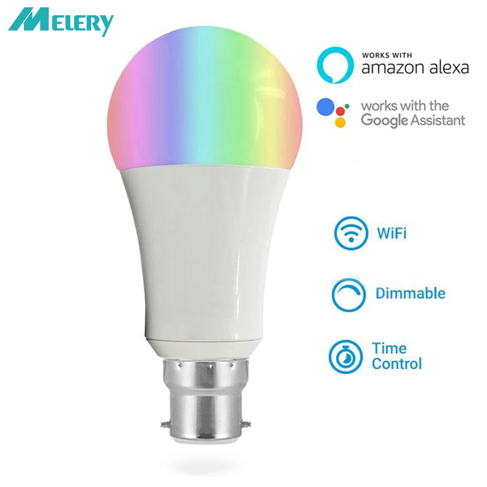 WiFi Smart LED Light Bulb B22 Color Table Lamp 11W Warm White RGB Wireless Voice Control by Echo Alexa and Google Assistant Home | Лампы и