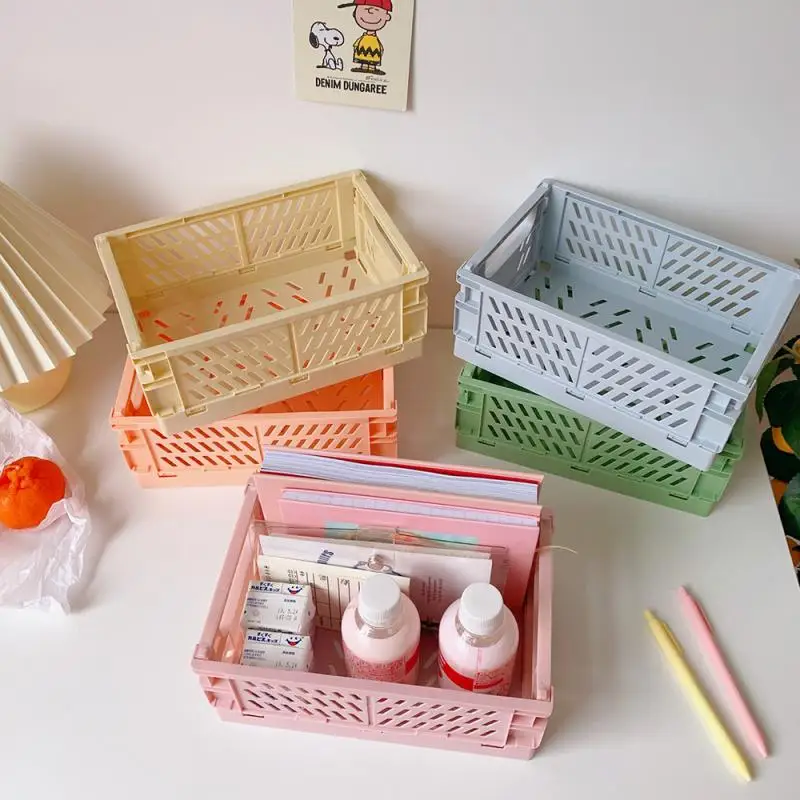 2/1PC Mini Plastic Stackable Foldable Stationary Holder Student Office Desktop Storage Stationery Organizer Tool pen holder stationery organizer