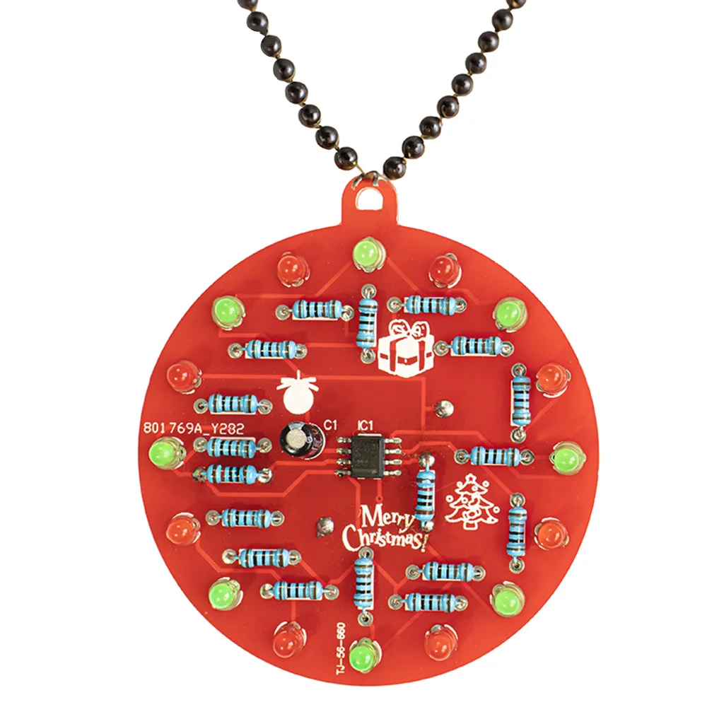 LED Christmas Tree Decoration NE555 Red Green Flashing Light Pendant PCB Circuit Welding Exercise DIY Kit Holiday Decoration