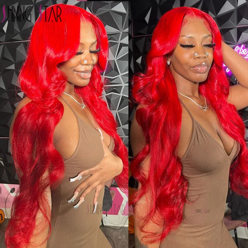 13X4 13X6 Body Wave Lace Frontal Wig Transparent Red 99J Burgundy Curly Lace Front Wigs Red Colored Hd Body Wave Human Hair Wigs