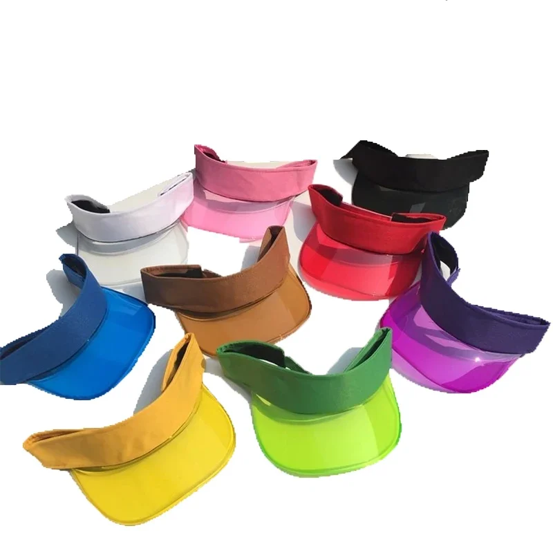 

Summer Anti-UV Transparent Empty Top Sun Hat Plastic PVC Women Men Fashion Visor Caps Outdoor Sport Bicycle Sunshade Hat 2022