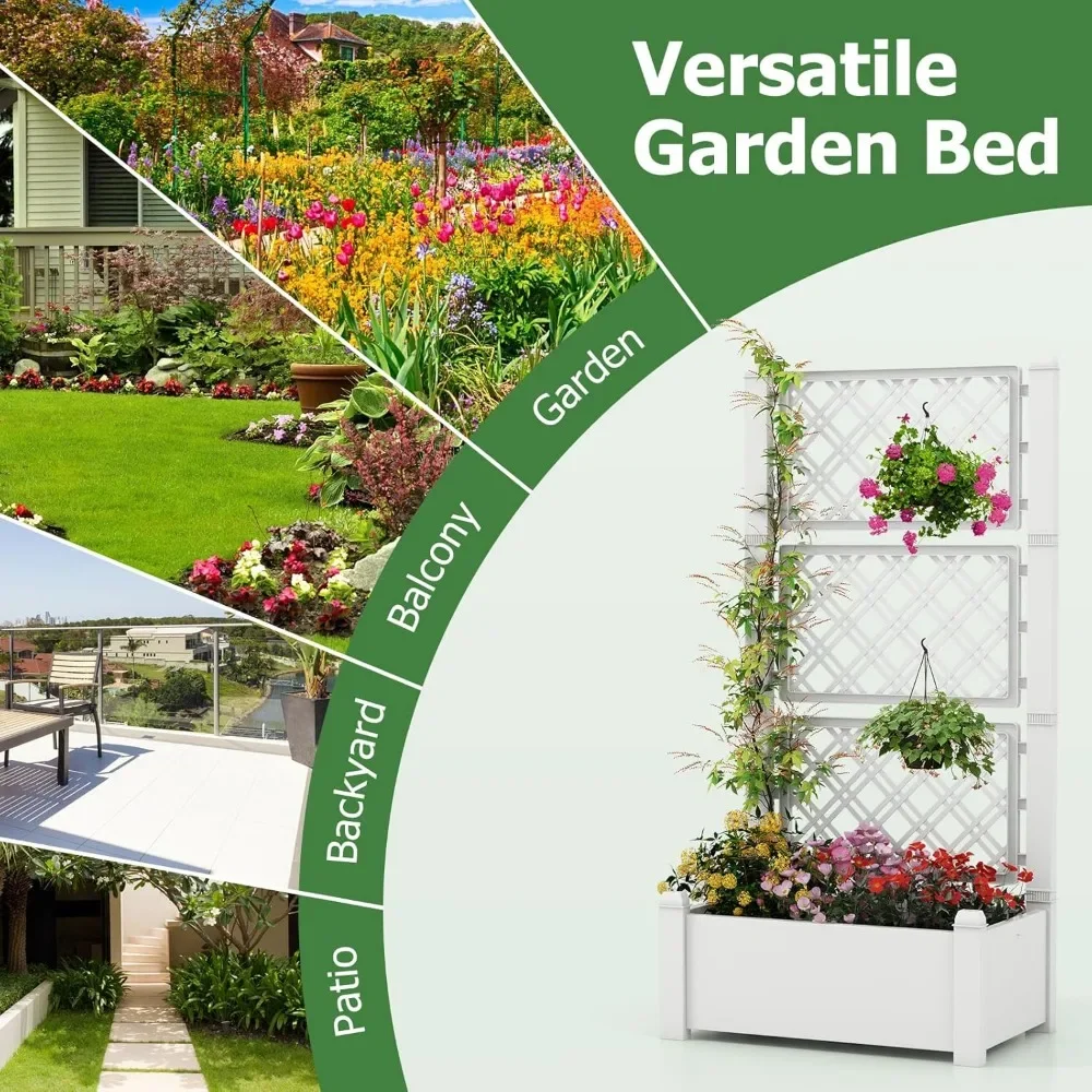 Self-Watering Raised Garden Bed Set with Trellis (2-Pack) 5