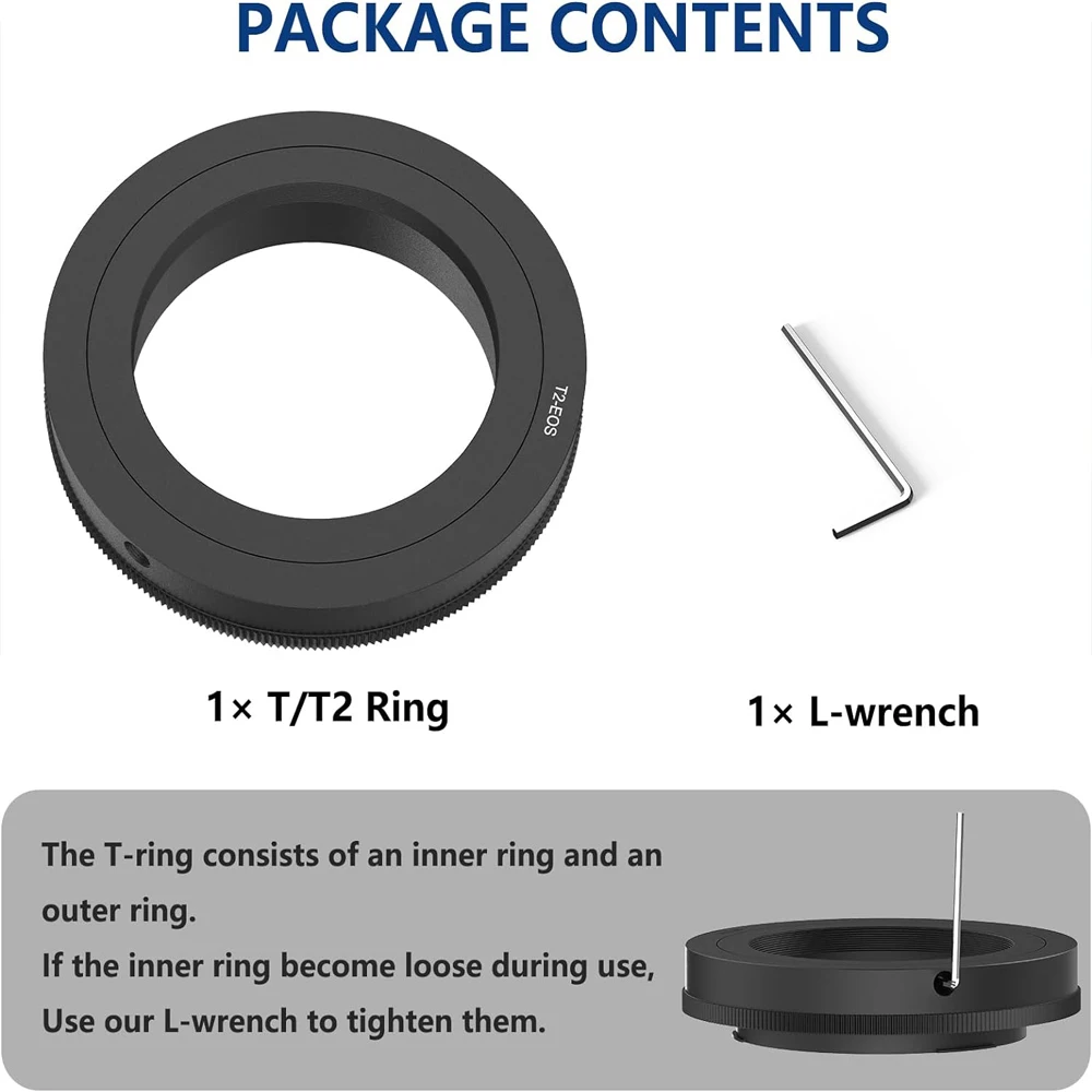 Lightdow Lens Adapter Ring T2 T Mount Adapter for Telephoto Lens for Canon Nikon