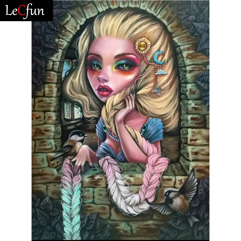 LeCfun 5D Big Eyes Girl Princess Diamond Painting Kits Full Square/Round Drill Gem Dotz Rhineston Paint By Number Diamonds Art |