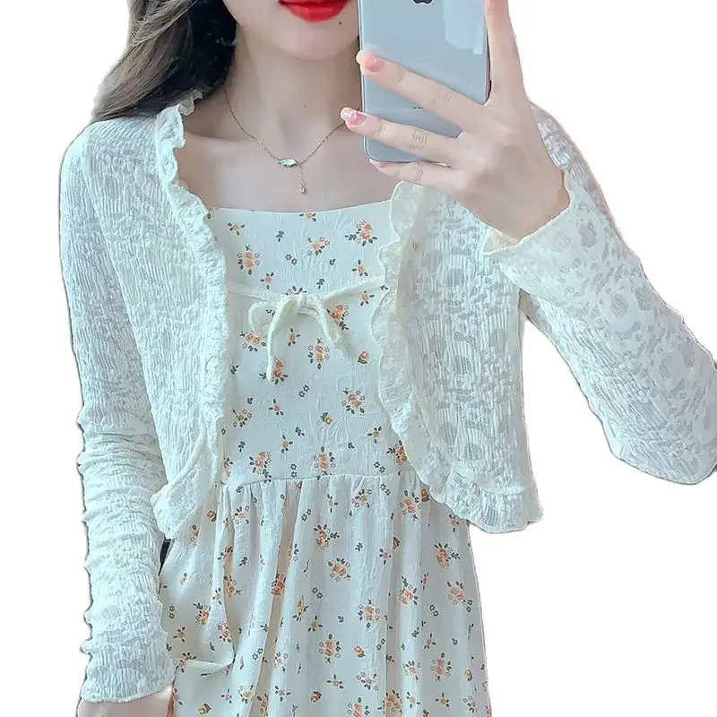 

Women Bolero Long Sleeve Lace Shrug Cardigan Top Elegant Bolero Outwear Fashion Wedding Party Dress Jacket Cover Up Shawl Coat