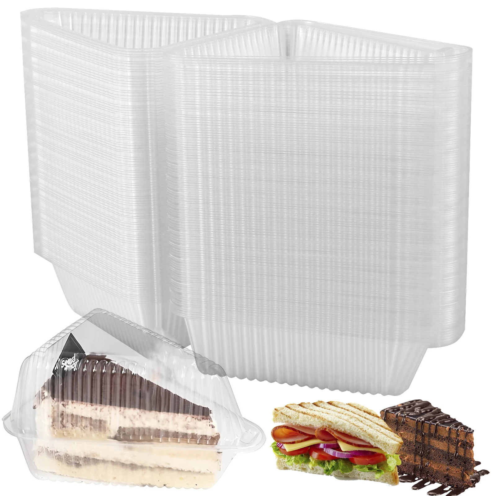 150Pcs Clear Triangle Cake Slice Containers, Reusable Plastic Dessert Boxes for Mousse,... - SKU CTCC1929 - UGI Packaging