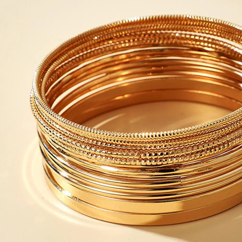 14Pcs/Set Women Metal Bangle Bracelets Punk Bohemian Golden Color Cuff Bangles Jewelry Accessories
