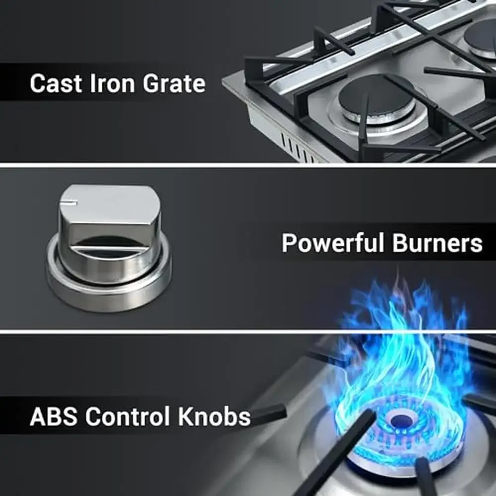 30" NG/LPG Gas Cooktop 4 Sealed Burners Stainless Steel 18000BTU Max 4