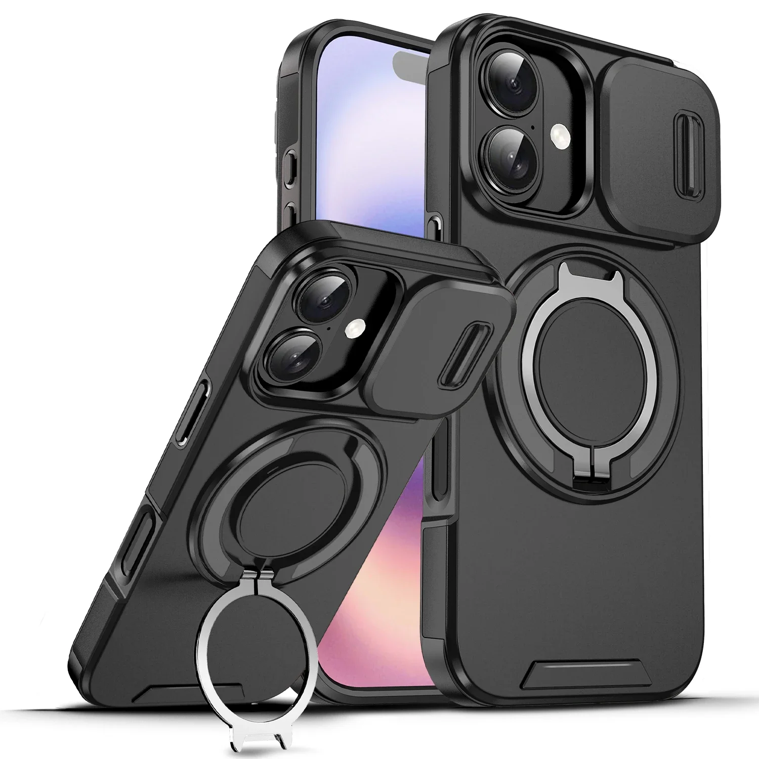Custodia Con Brillantini Per IPhone 13 Pro - Silicone Antiurto Con Design 3 In 1, Nero - 3