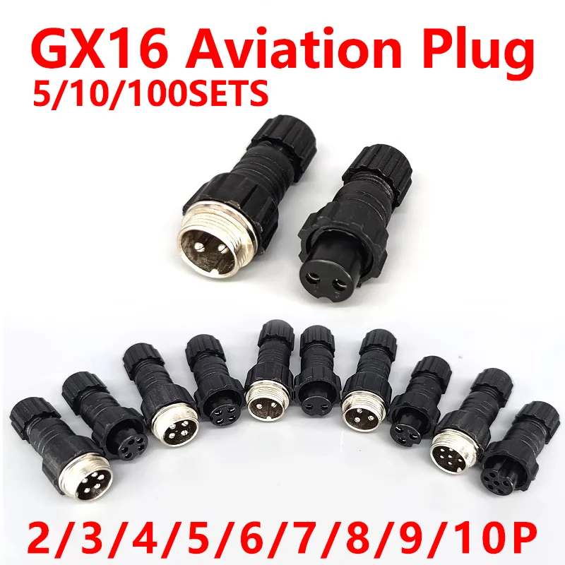 Conector de Aviação Impermeável Acoplamento Traseiro da Porca Plugue e Soquete Macho e Fêmea Gx16 5pin 6pin 7pin 8pin 9pin Conjuntos 20 Conjuntos 100 Conjuntos