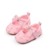 Princess Baby Girls Shoes Infant Lace Flower Mary Jane Flats Cute Bowknot Wedding Dress Shoes Non-Slip Newborn First Walker 1