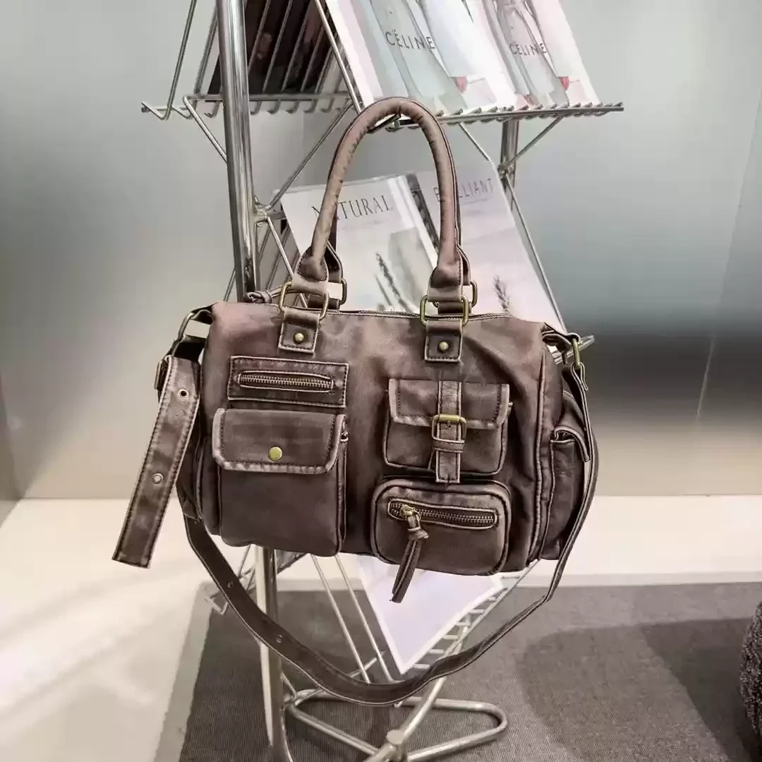 NEW Punk Women Tote Bags 2025 Trend Large Capacity Crossbody Shoulder Bags Moto Style Multi Pockets Commute Bolso Mujer