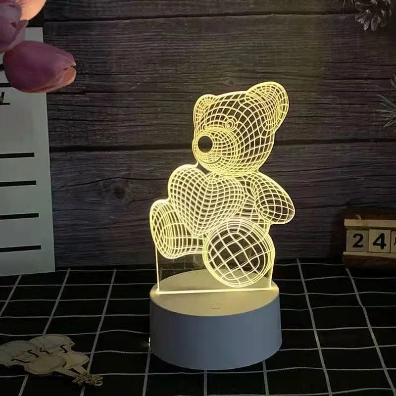 

3D Acrylic Night Light USB LED Light Christmas Children's Gift Birthday Party Valentine's Day Decoration Nightlight Bedroom Lamp
