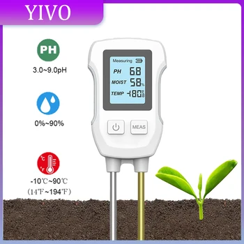 3in1 Soil Tester PH/Moisture/Temp Digital LCD Meter Heat-resistant Metal Sensor Humidity Monitor for Flower Plants Gardening 1