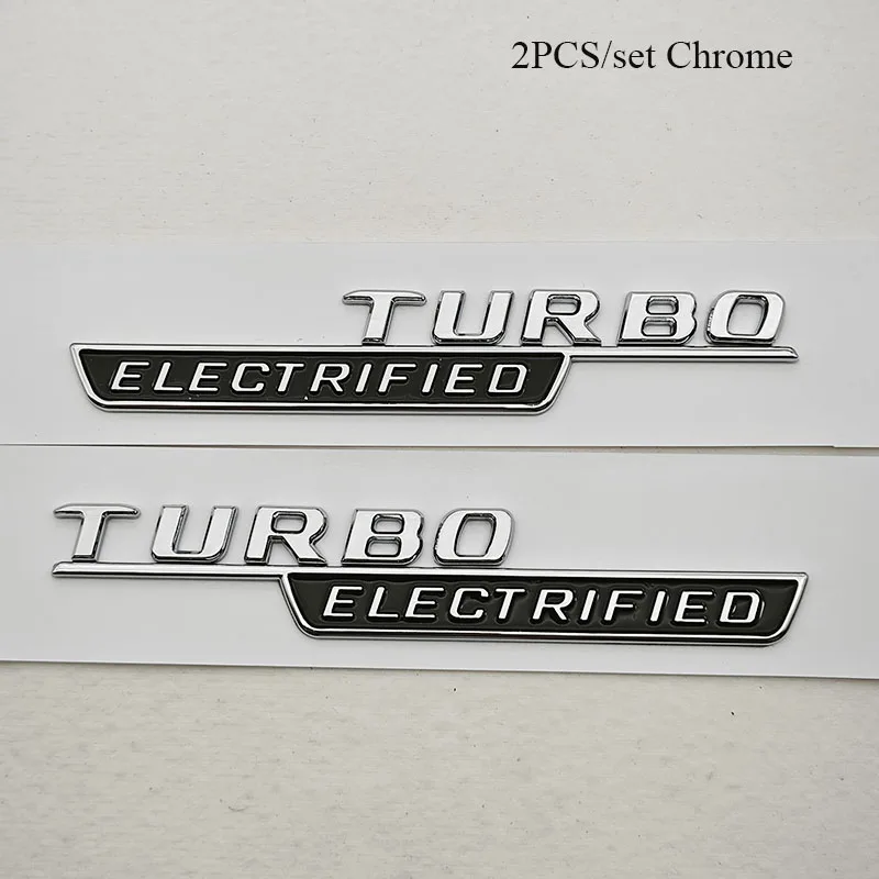 2PCS 3D 터보 전기식 펜더 배지 엠블럼 로고 스티커 메르세데스 벤츠 AMG W206 C63 하이브리드 자동차 스타일링 액세서리