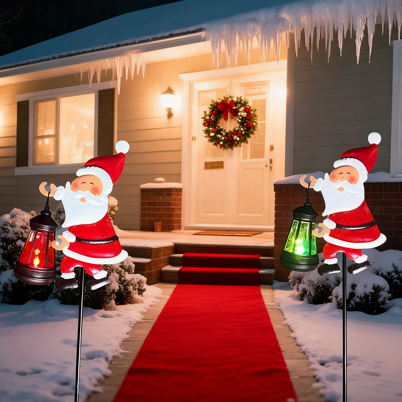 Christmas Santa Solar Kettle Lights Waterproof Christmas Santa Ground Light with 2 Colors Metal Outdoor Kettles Light for Decor