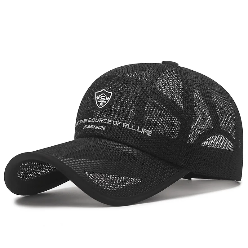 Atmungsaktive Baseballkappe für Damen und Herren, schnell trocknendes Netz, verstellbare Snapback-Sonnenhut, leichter Unisex-Sonnenhut für Outdoor-Sport, Angeln