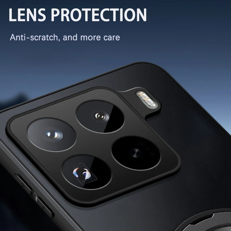 Magnetic Ring Stand Holder Case with Ultra Matte Lens Protector