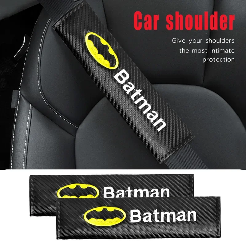 2Pcs Batman Emblem Badge Car Safety Seat Belt Shoulder Pad