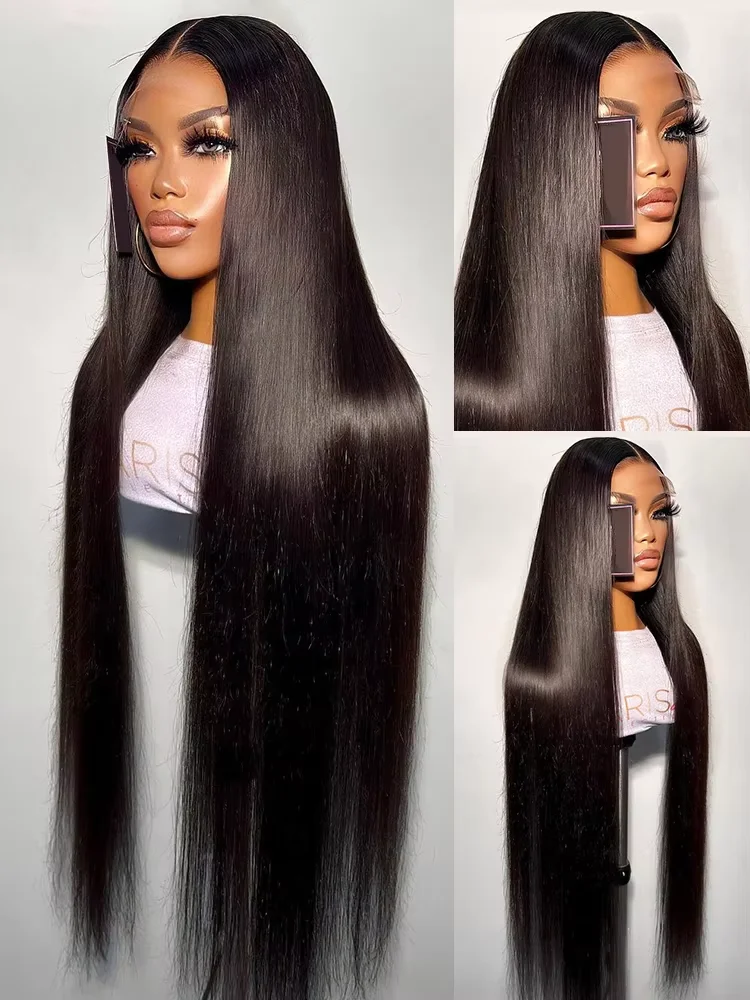 30 Inch 13x4 13X6 Straight Lace Front Wig 200% Density Transparent Frontal Natural Black 100% Human Hair Wig for Women