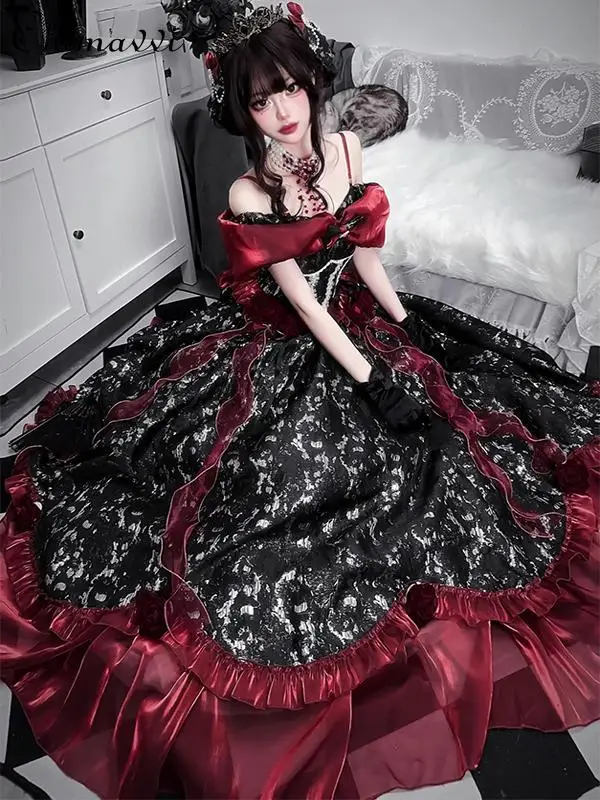 slim fit dress slacks Zapaka Women Sparkly Black Red Mermaid Long Bridesmaid Dress Cold Shoulder Prom Dress, Black Red / US4 main image 0
