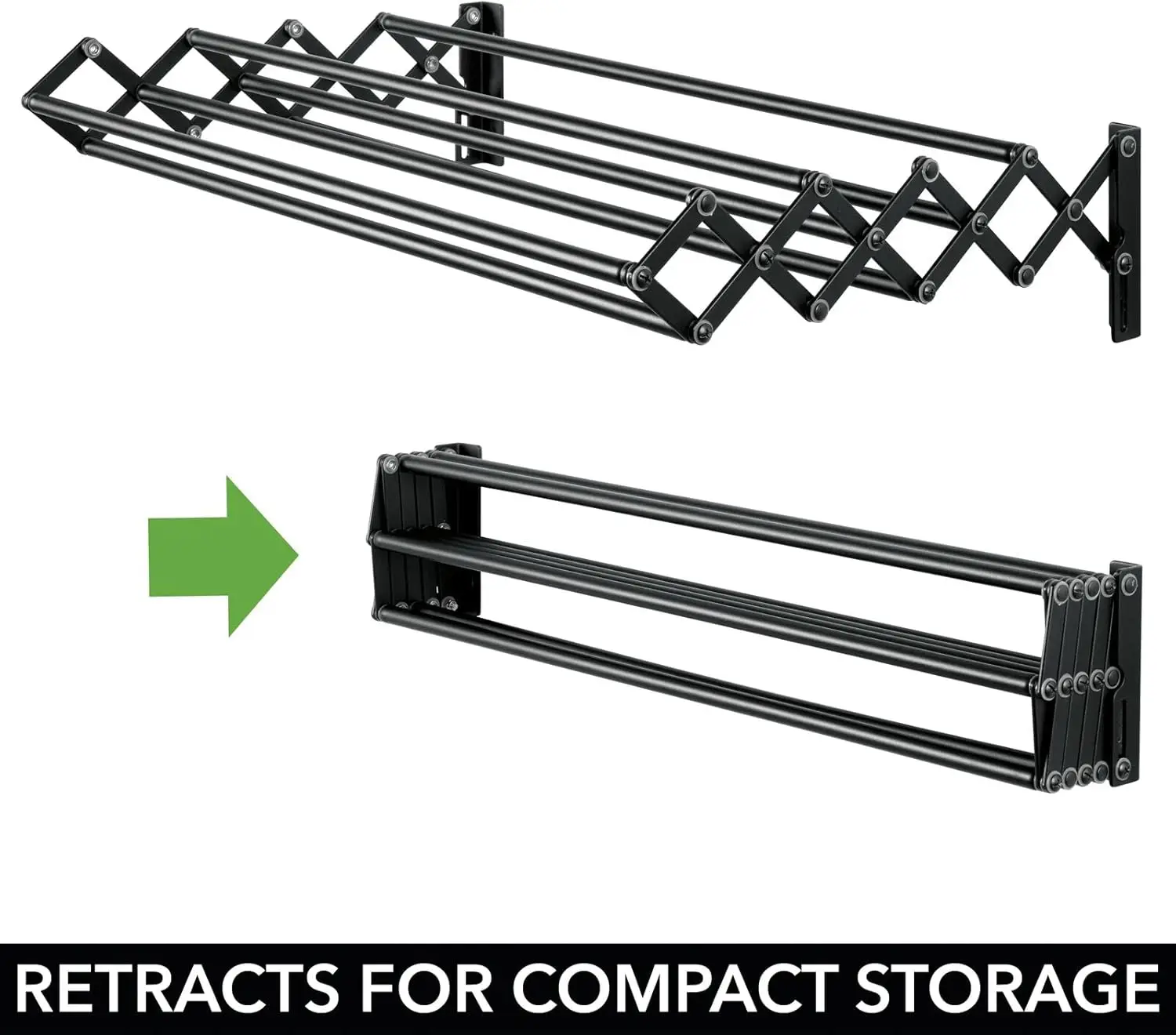 8 Bars for Hanging Garments - Mounted Organizer for Laundry/Utility Room, Bathroom, Garage, Bardo Collection, Black 4