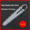 4 Inch Chainsaw Guide Bar And Saw Chain Set 28 Drive Link Electric Saw 1/4''P for Brushless Electric Saw Wood Cutter Spare Chain 2