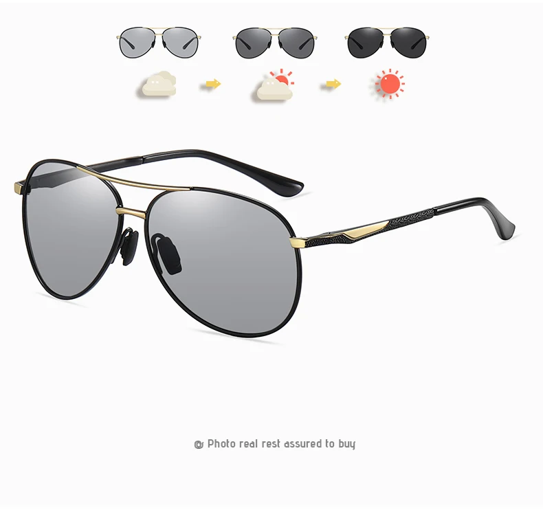 LIOUMO Luftfahrt Polarisierte Sonnenbrille Männer Top Qualität Photochrome Gläser Frauen Metall Rahmen Chameleon Brillen UV400 gafas de sol – Detail 12