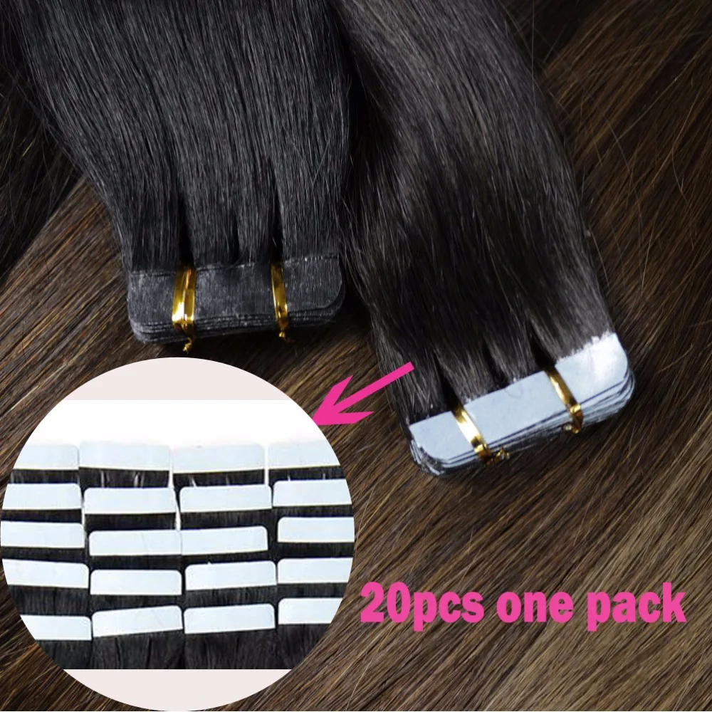 Machine Made Remy Tape Hair Human Hair Extensions 30g-70g 14" 16" 18" 20" 22" 24" 20pcs/pack Tape In Skin Weft ZZHAIR