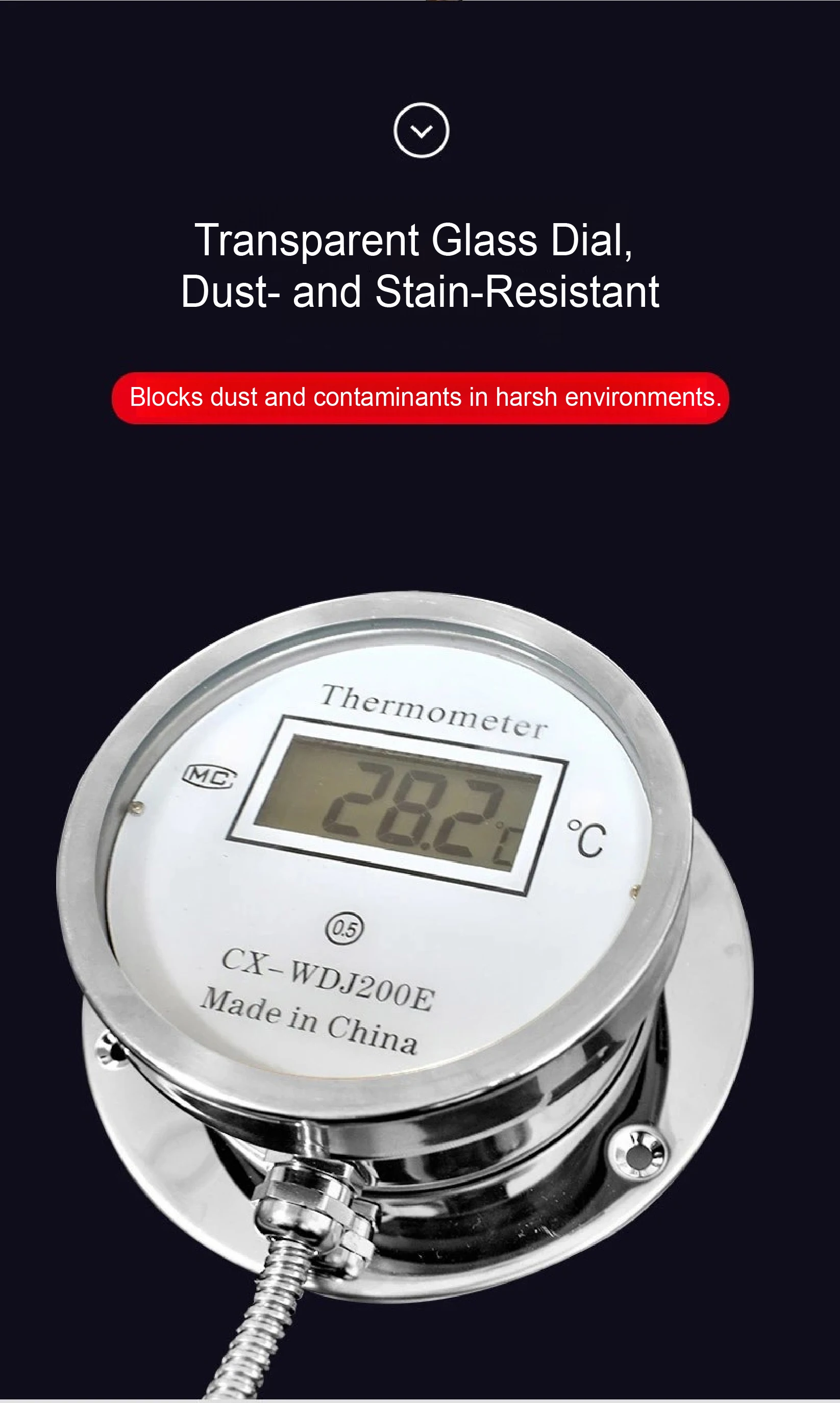 CX-WDJ200E Digital Display Thermometer High Precision Stainless Steel Probe Wate