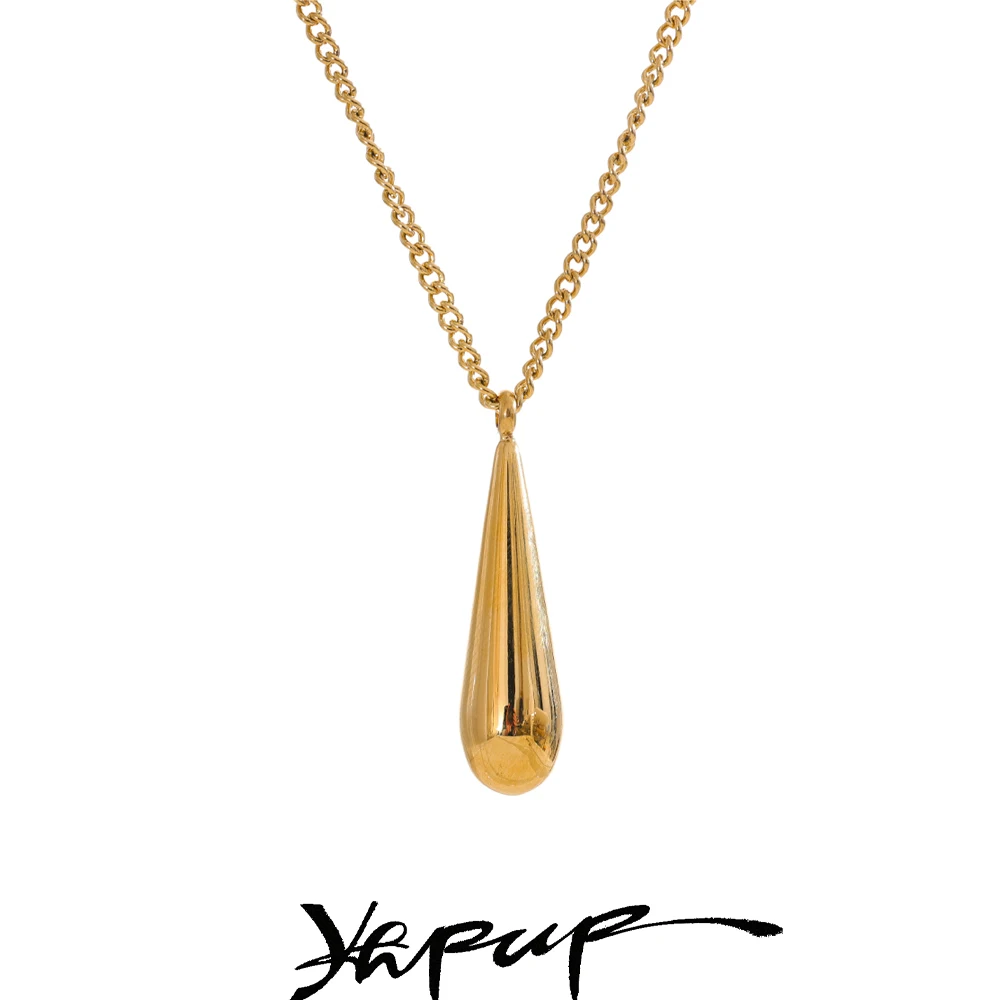 Yhpup stainless steel necklace water drop metal