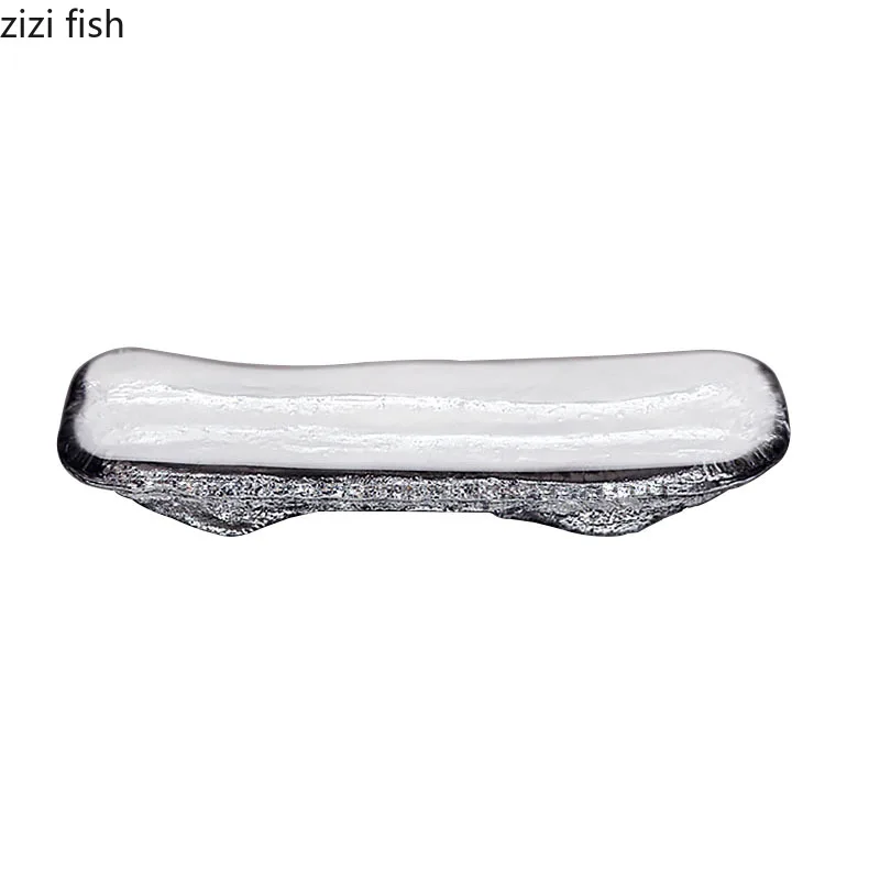 Creative Hammer Pattern Glass Dinner Plate Irregular Sushi Plate Sashimi Dessert Plates Snack Plates Specialty Tableware